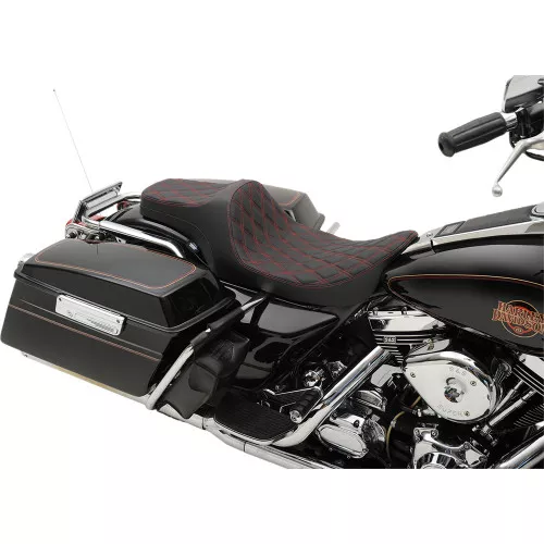 Drag Specialties Predator III Seat for 1997-2007 Harley FLHX FLHR - Red Double Diamond