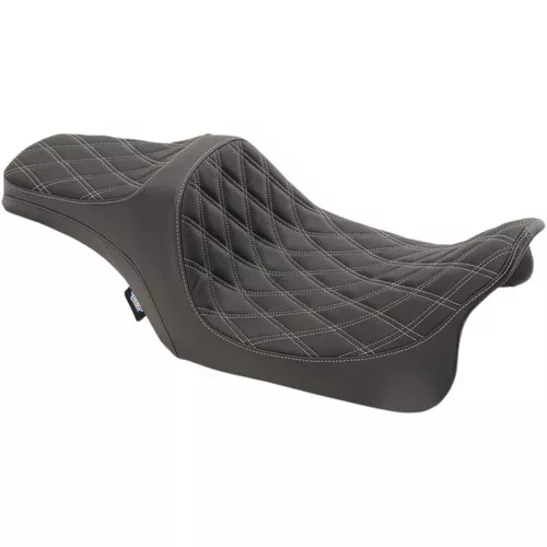Drag Specialties Predator III Seat for 2008-2023 Harley Touring - Double Diamond Silver