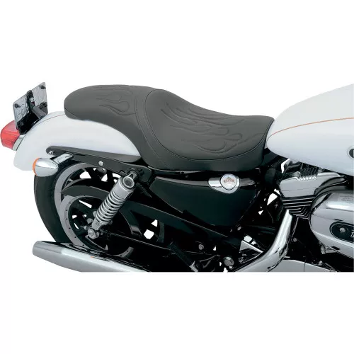 Drag Specialties Solar Reflective Predator Seat for 2004-2020 Harley Sportster - Flame Stitch