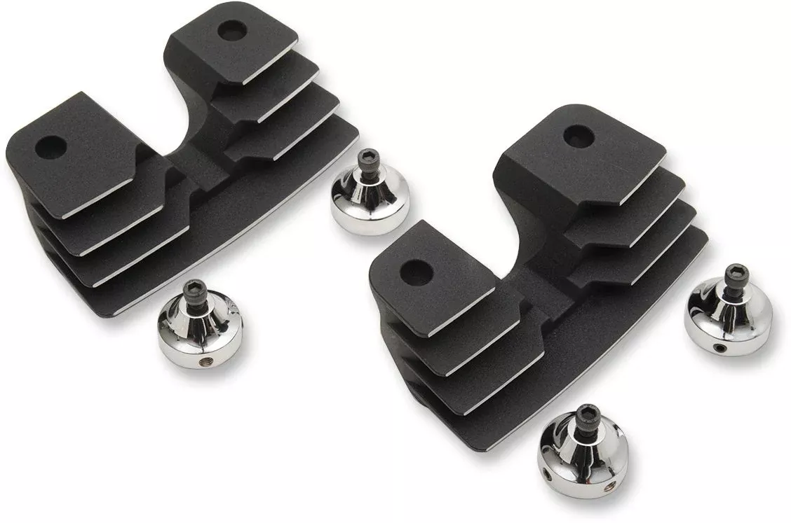 Drag Wrinkle Black Finned Spark Plug Head Bolt Covers Harley Twin Cam 99-17
