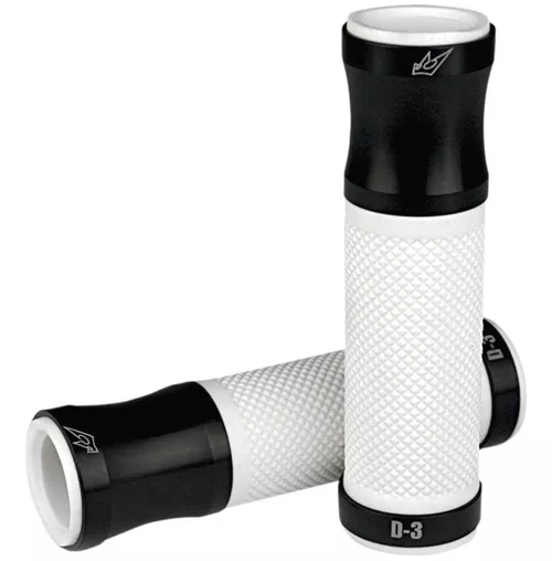 Driven D3 Handlebar Grips - 7/8" Bars - White/Black Collars (D3BK/WT)