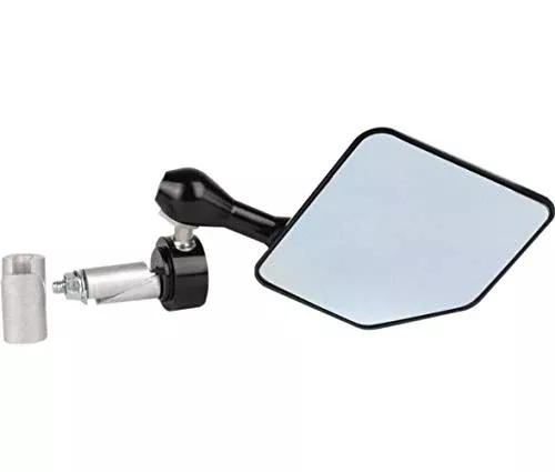 Driven Racing Halo Left Side Bar End Mirror - Stainless Steel - Black DHBMLBK