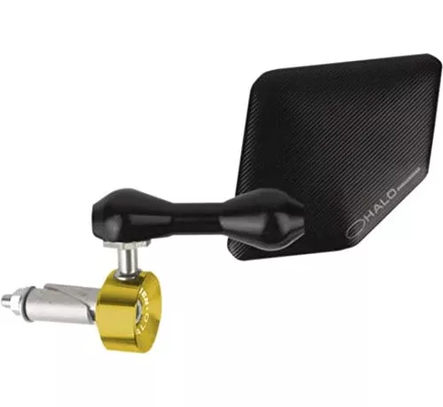 Driven Racing Halo Left Side Bar End Mirror - Stainless Steel - Gold DHBMLGD
