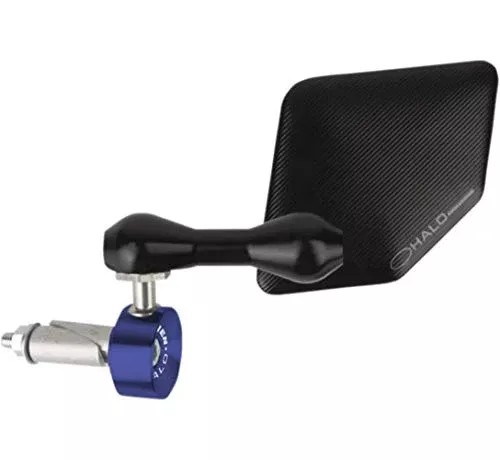 Driven Racing Halo Right Side Bar End Mirror – Stainless Steel – Blue DHBMRBL