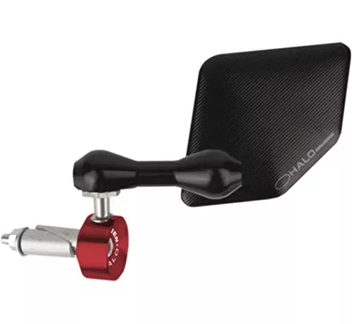 Driven Racing Halo Right Side Bar End Mirror - Stainless Steel - Red DHBMRRD
