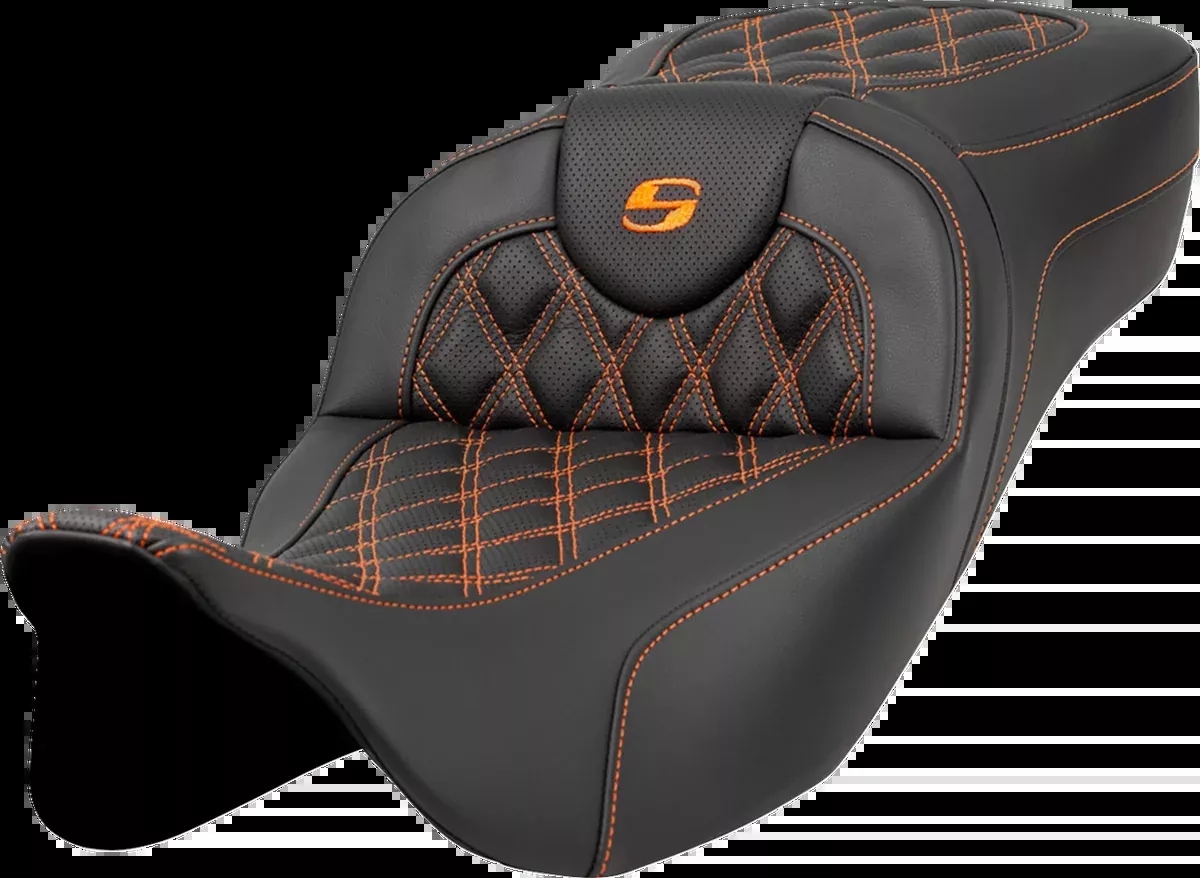 Extended Reach Roadsofa™ Seat - Lattice Stitch - Orange Stitch - without Backrest - FL '08-'24