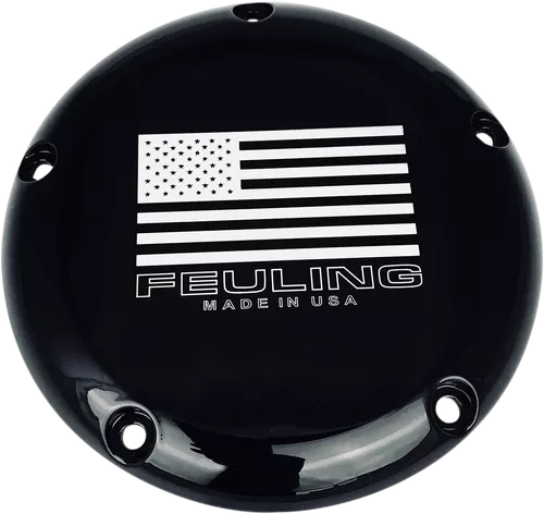 Feuling American Flag Logo Derby Cover for 1999-2018 Harley Big Twin - Black