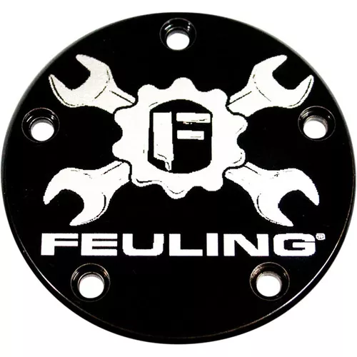 Feuling Gear Cross Logo Points Cover for 1999-2017 Harley Twin Cam - Black/Machined