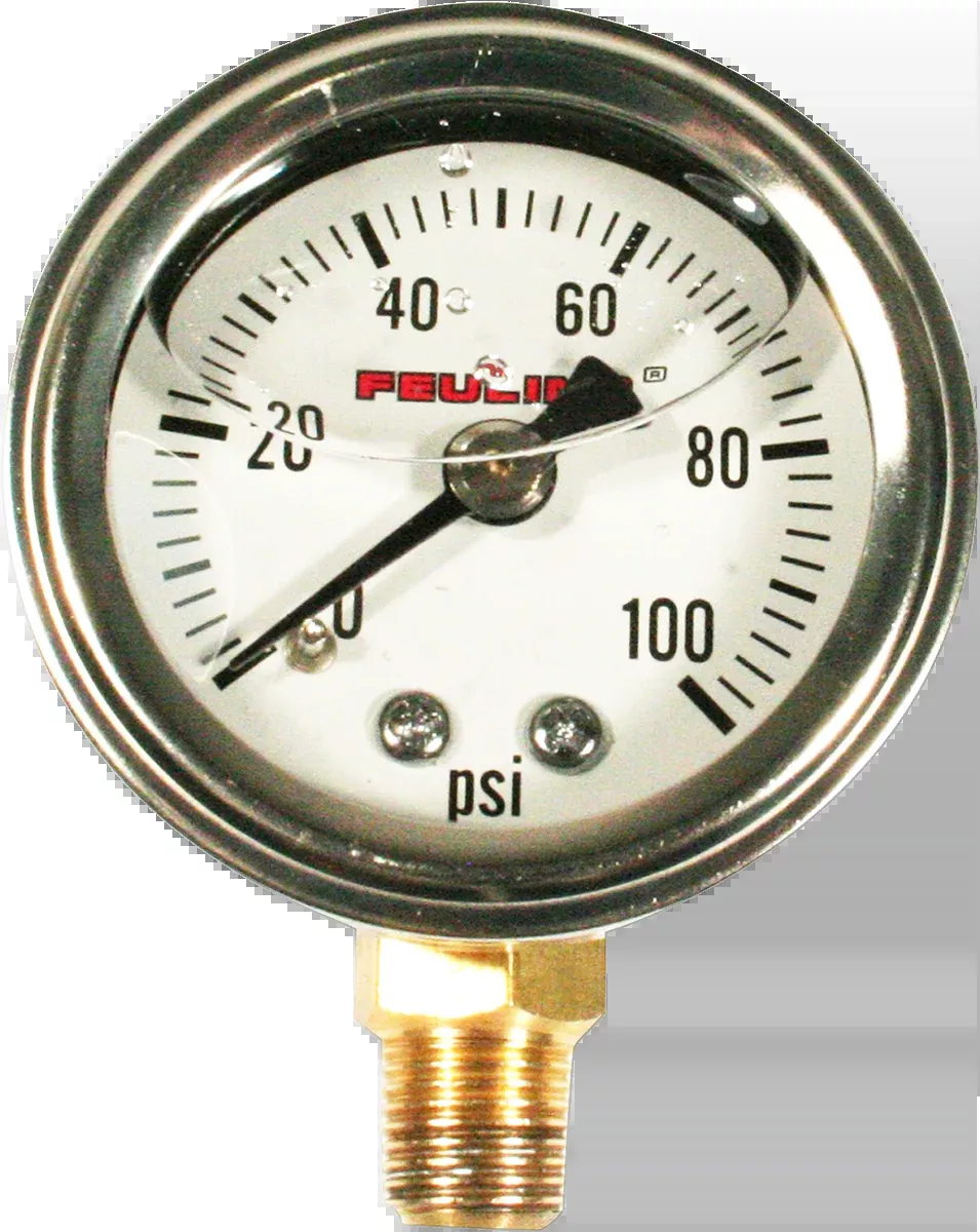 Feuling Liquid Filled Oil Pressure Gauge - 1.5" Dial - 1/8" NPT Bottom Port - White Face - 9040
