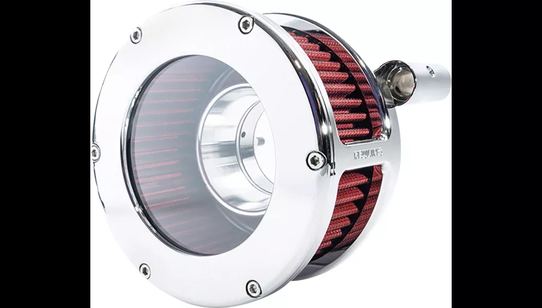 Feuling Oil Pump Corp. BA Air Cleaner Kit – Chrome/Clear with Red Filter – Twin Cam – 5448