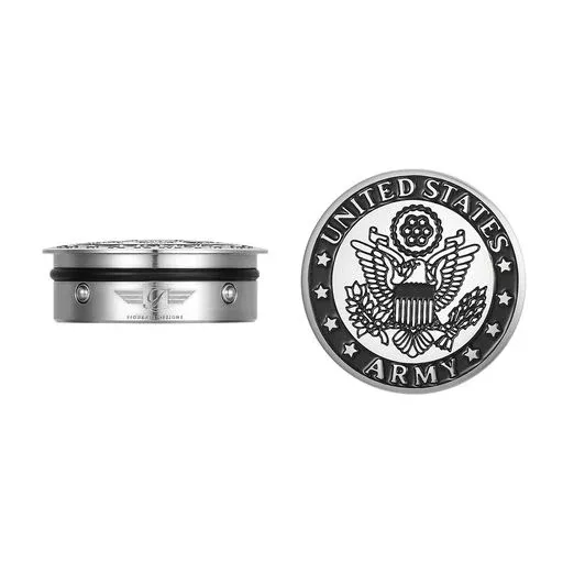 Figurati Designs *Officially Licensed* Harley-Davidson Stainless-Steel / Black Custom Swing Arm Covers Army Seal