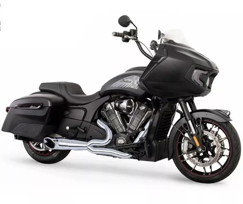Freedom Performance Chrome 2-1 Turn Out Side Dump Exhaust w/ Chrome Slash 4.5" End Tip for '20-Up Indian Challenger/Pursuit