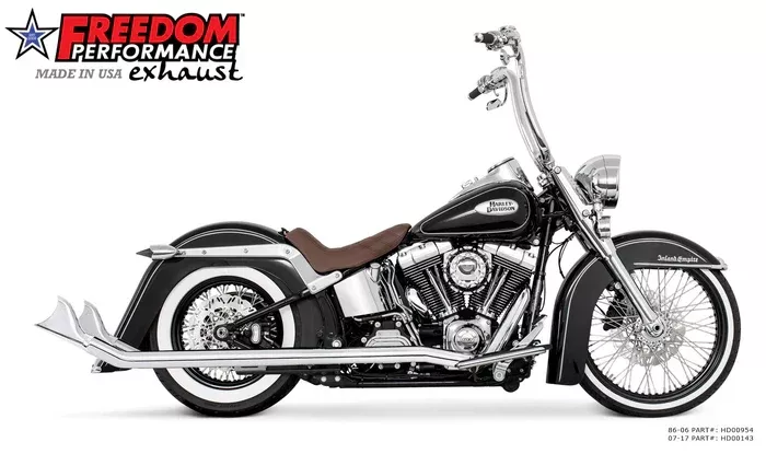 FREEDOM SHARKTAIL TRUE DUAL UPSWEEP HARLEY DAVIDSON SOFTAILS 86-17