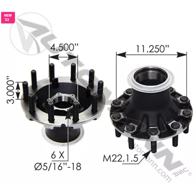 FRT HUB W/STUDS