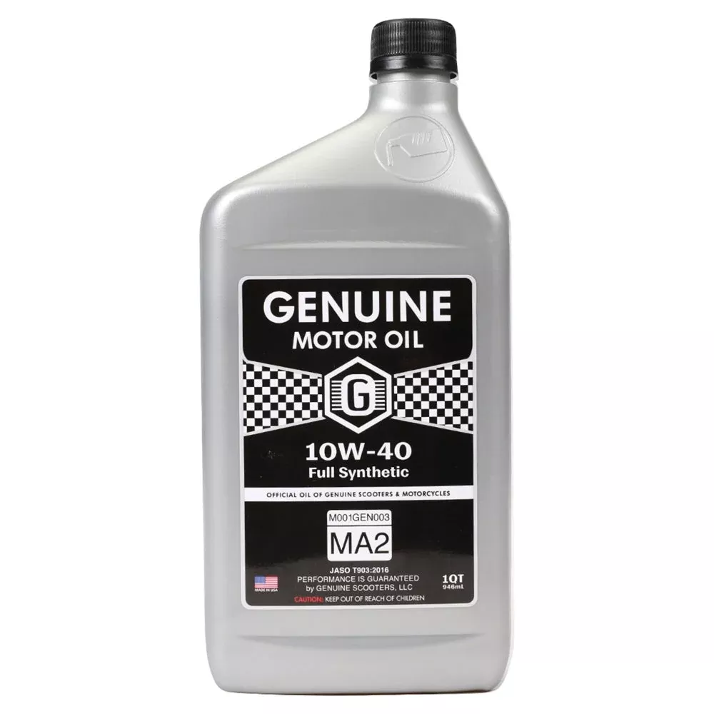 Genuine Motor Oil: 10W-40 JASO MA-2Engine Oil; 1 Quart
