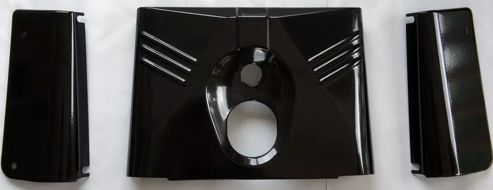 Gloss Black Slider Covers Headlight Fork Ribbed Tins Nacelle 3 Piece Harley FL Softail