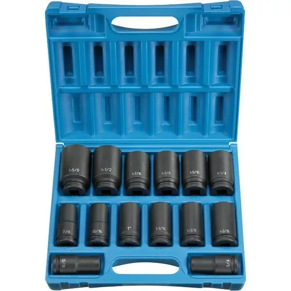 Grey Pneumatic 8038D 3/4″ Drive Deep 6 Point SAE 14 Piece Socket Set with Case