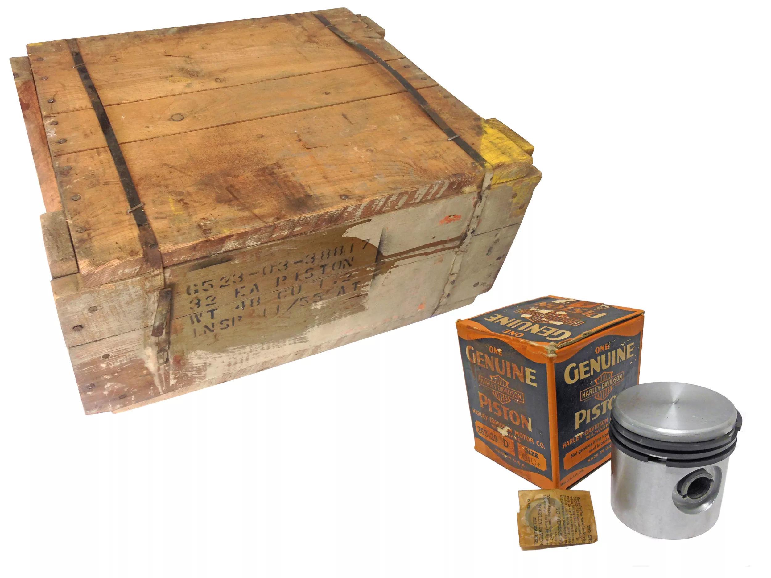 Harley-Davidson Piston Set with Rings WWII Era Crate | 253-29D (+.010) | 42 Pistons