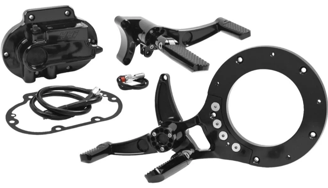 HHI Dominator Mid Control Conversion for ’21-23 Harley Davidson Touring Models – Black/Knurled Pegs