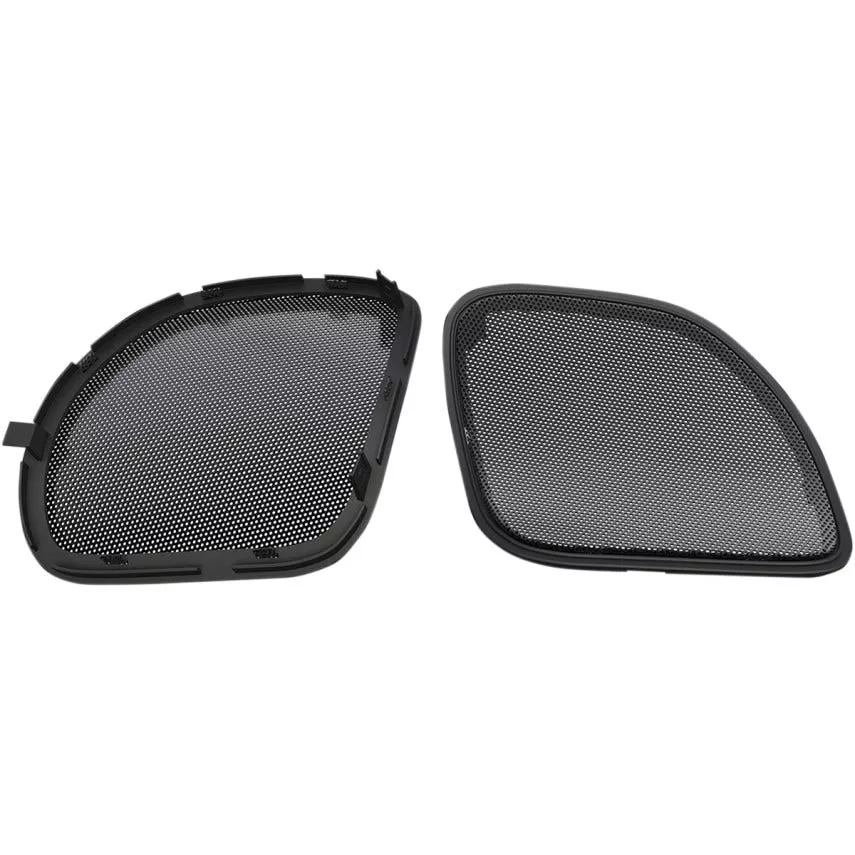 Hogtunes Black Trim Mesh Front Fairing Speaker Grilles Harley Road Glide 15-19