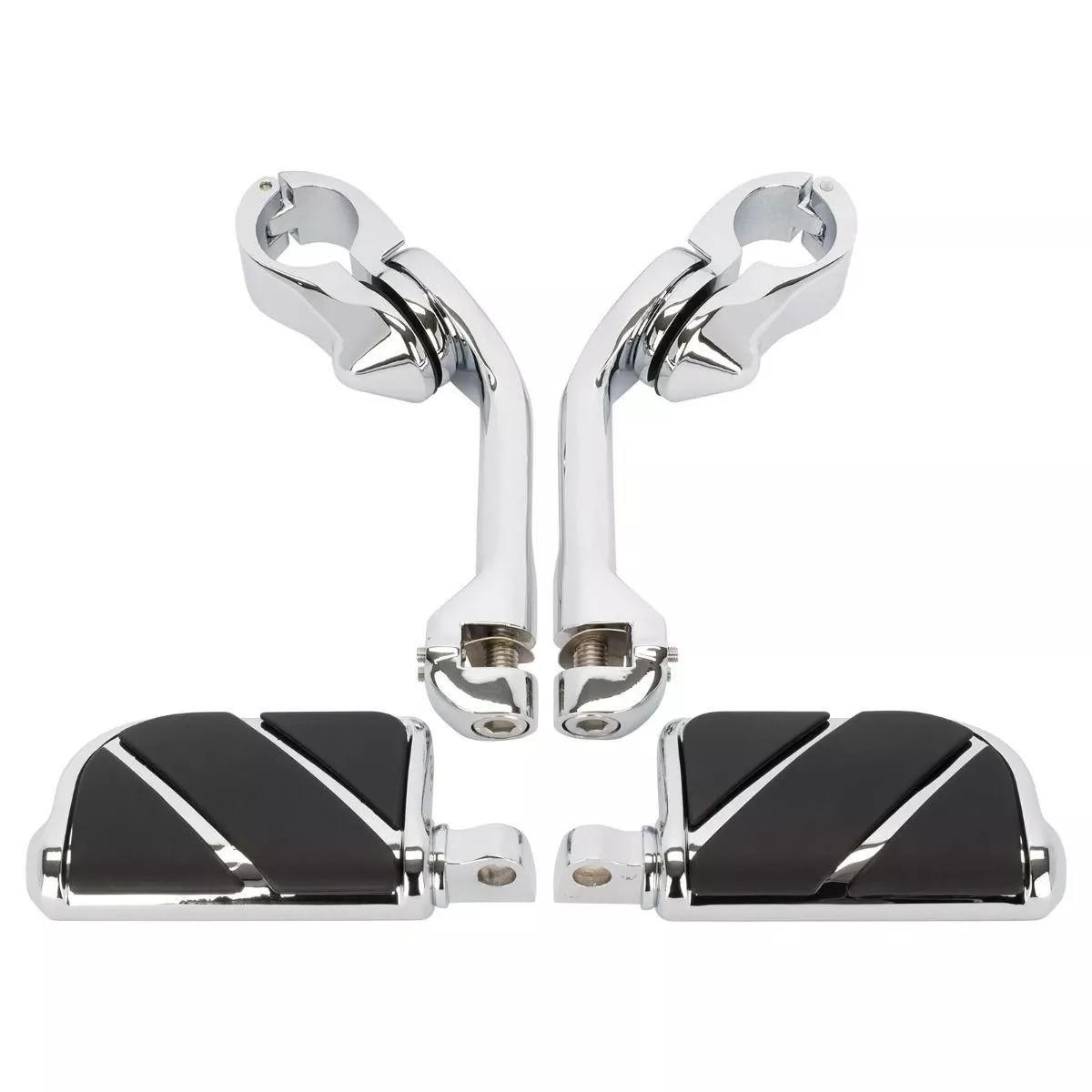 Hogworkz Long Angled Adjustable Highway Foot Pegs & 1.25" Clamps (Select Finish)
