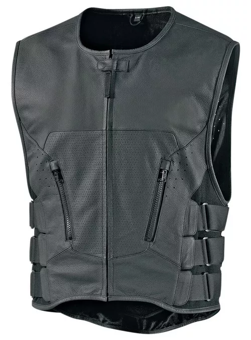 Icon Regulator D3O Stripped Mens Leather Vest