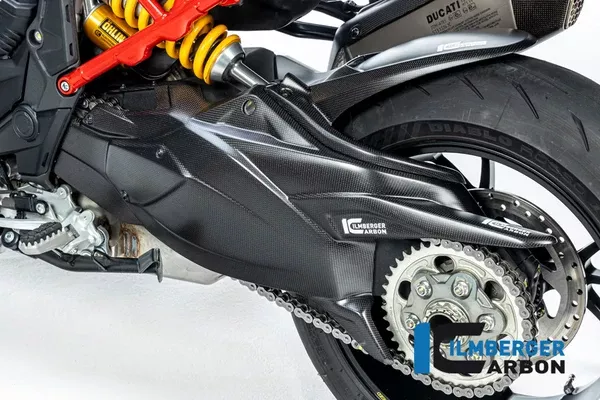 Ilmberger Carbon Swingarm Cover With Chain Guard MTS / PP / RS Ducati Multistrada V4 2022-2026 – Plain Matte