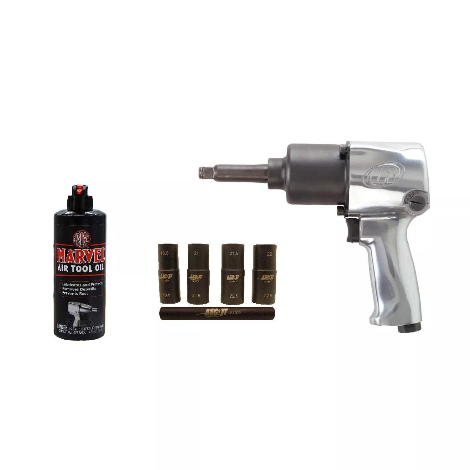 Ingersoll Rand 231HA-2 1/2″ Drive Air Impact Wrench with 2″ Anvil and 5-piece Flip Socket Set