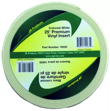 JR Products 10035 Premium Vinyl Insert Colonial White 1" x 25'