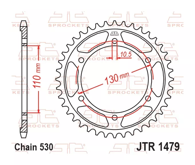 JT Sprockets 530 Rear Steel Sprocket Yamaha R1 / LE 2009-2014