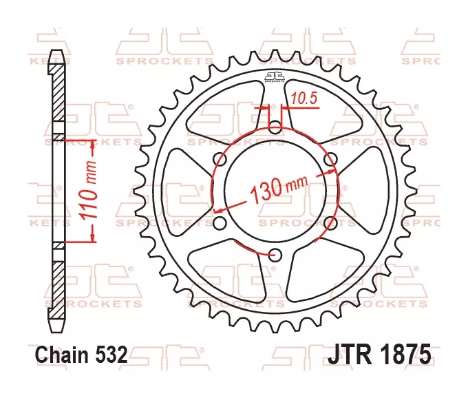 JT Sprockets 532 Rear Steel Sprocket Yamaha R6 / S 2003-2010