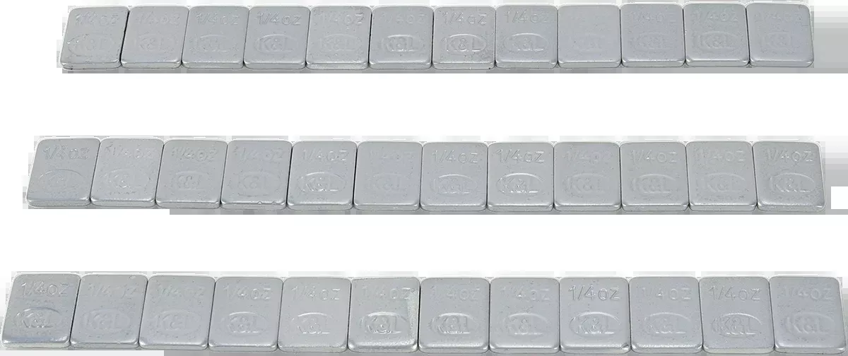 K&L Supply Wheel Weights - Rectangle Adhesive Stick-On Silver - 36 Pack (Part #32-2415)