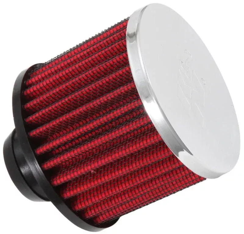 K&N Engineering Rubber Base Chrome Top Push-In Crankcase Vent Filter 3in OD x 2-1/2in H.