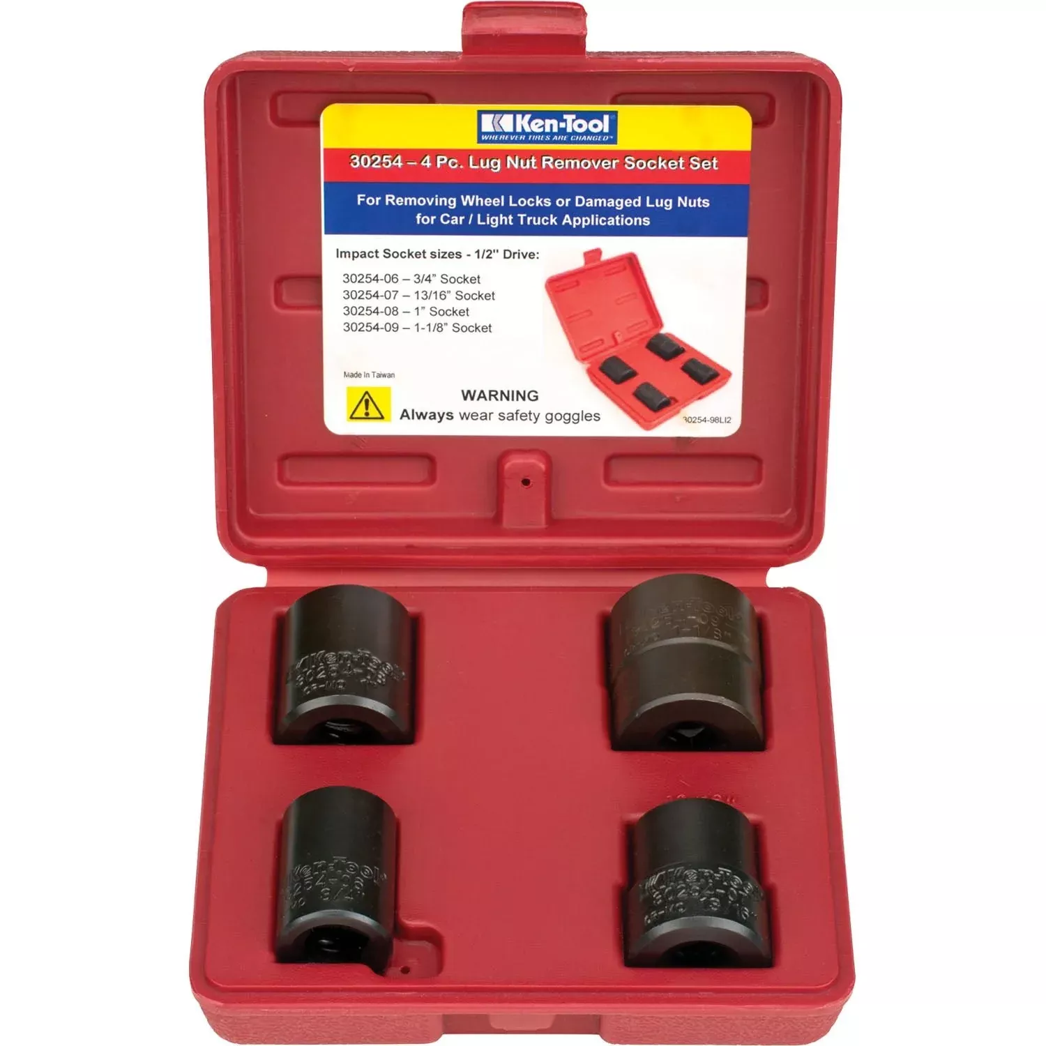 Ken-Tool 302544 pc Lug Nut Removal Impact Socket Set with Case 1/2″ Dr