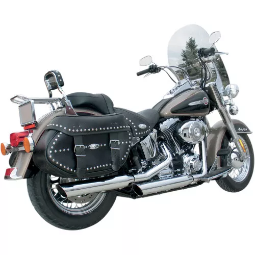 Khrome Werks Chrome 3" HP-Plus Slip-On Mufflers for 2007-2017 Harley Softail - Slant Down