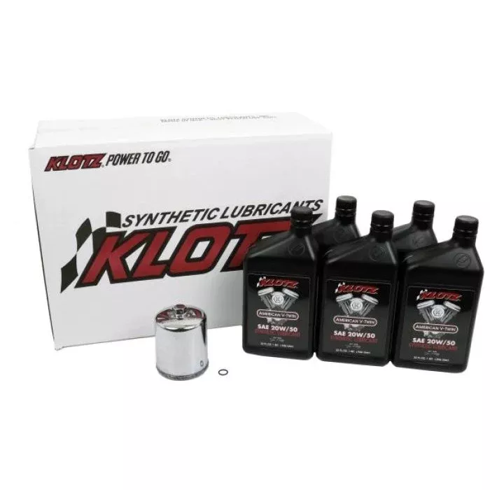 Klotz Premium 20W/50 5 Quart Synthetic Oil Change Kit For Harley-Davidson Evolution Big Twin