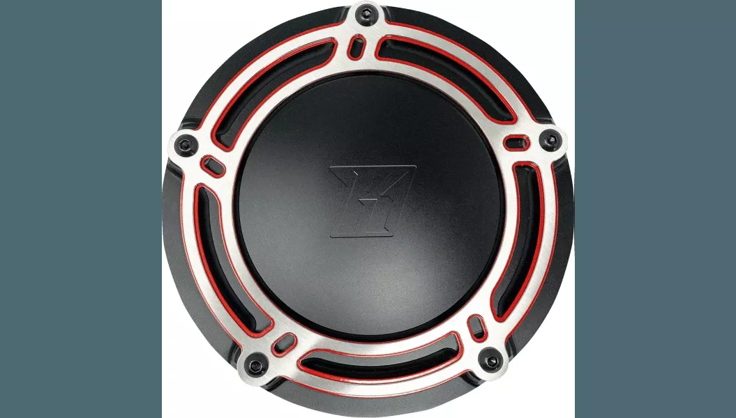 Kodlin NXL Redline Derby Cover for '17-Up Harley Davidson Touring Models - Black / Red