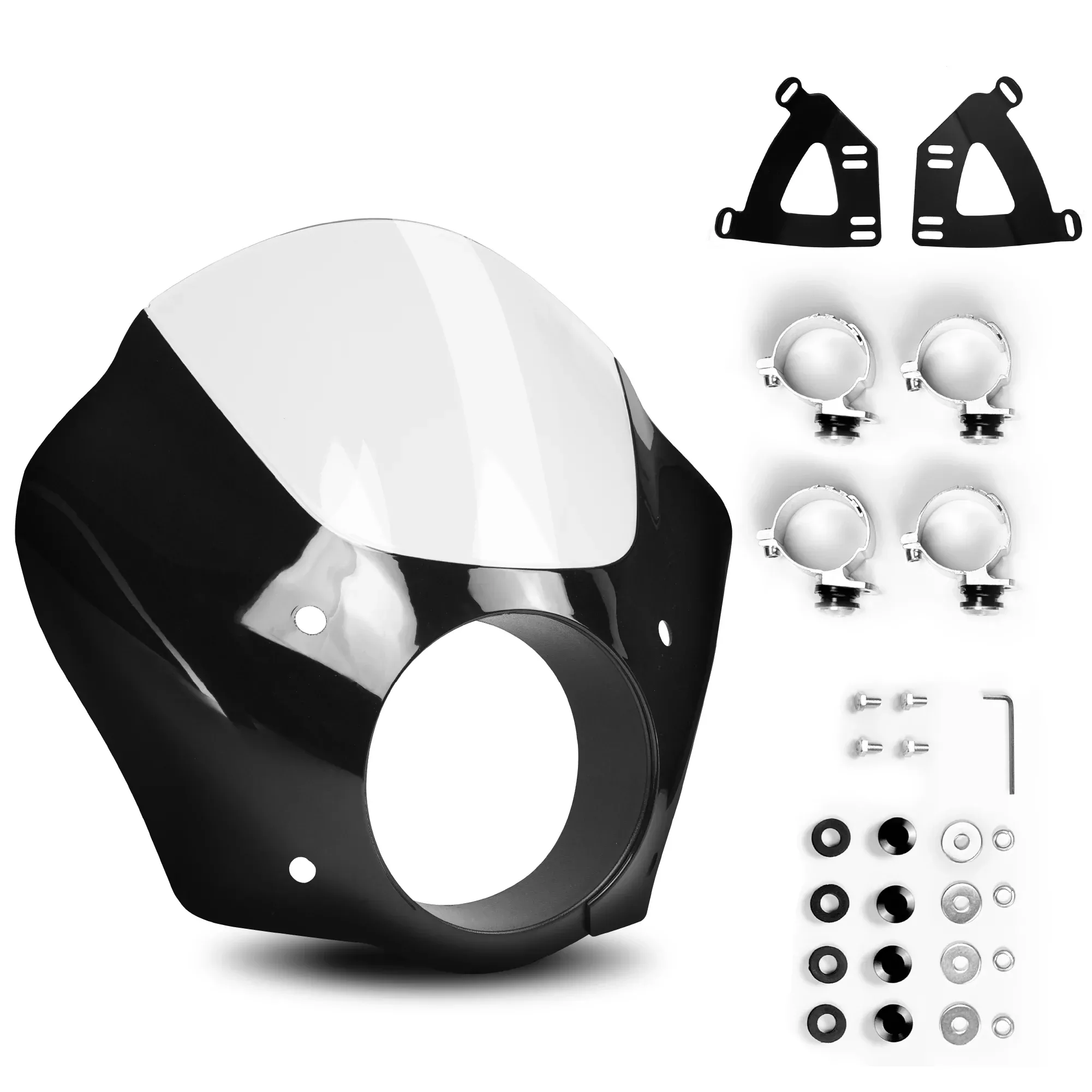 Krator Motorcycle Fairing Windshield, 35-41mm Fork Tubes, 6.25 Headlights, Clear