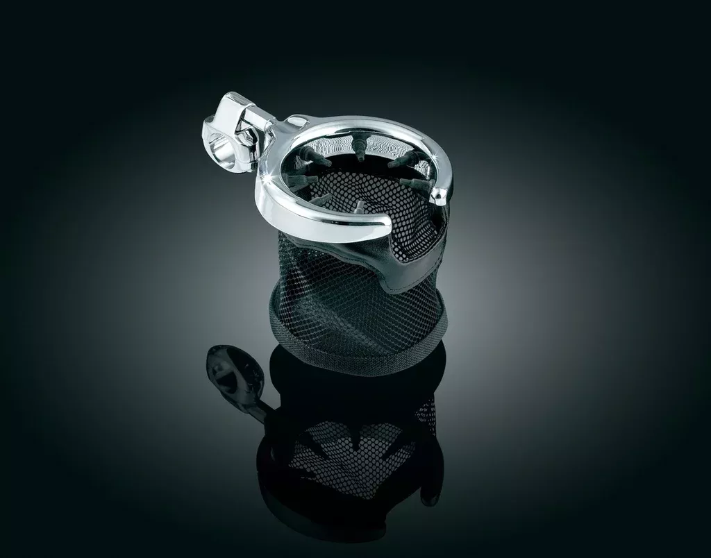 Kuryakyn 1422 - Mesh Basket Drink Holder for 1-Inch Bars - Chrome / Black