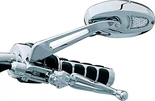 Kuryakyn 1431 Motorcycle Handlebar Accessory: Rear View Side Mirrors with Flat Glass and LED Turn Signal/Blinker Lights, Chrome, 1 Pair