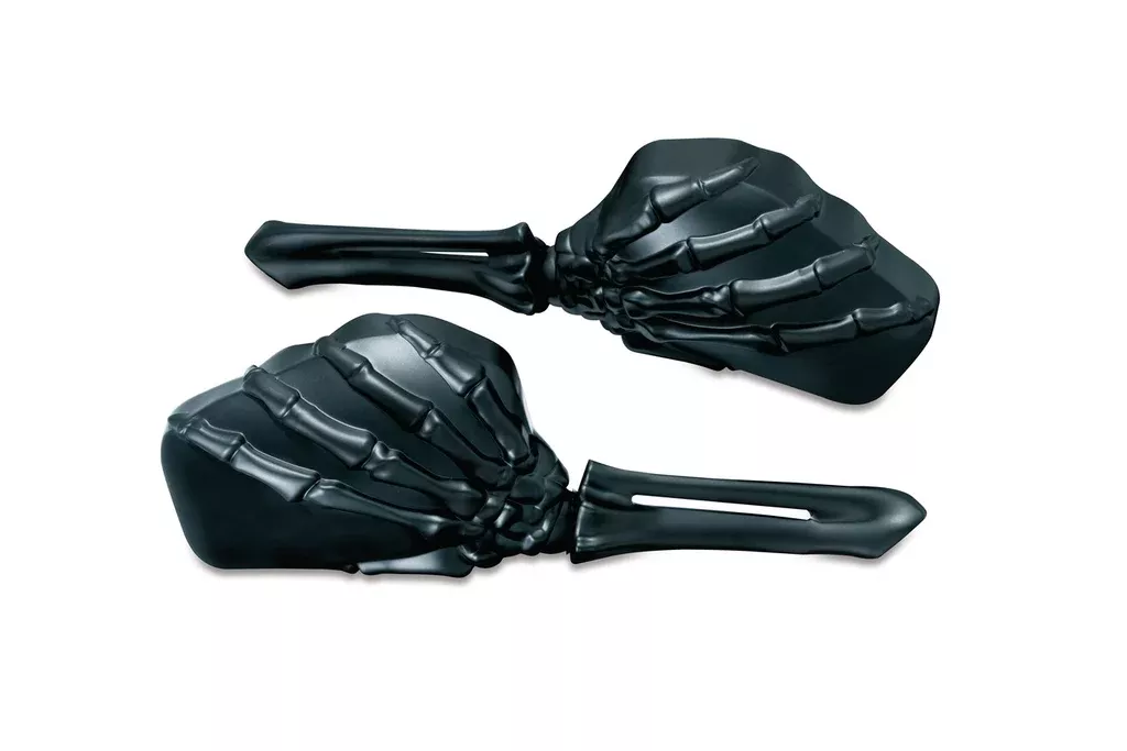 Kuryakyn 1758 – Skeleton Hand Mirrors with Black Stems and Black Heads