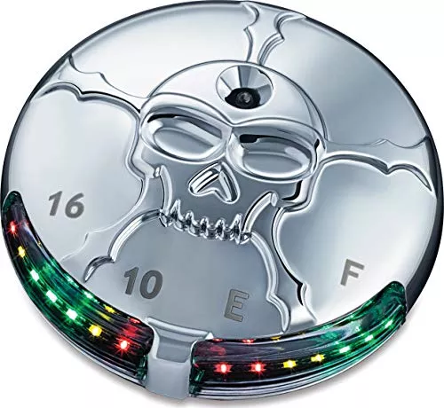 Kuryakyn 7357 Motorcycle Lighting Accent Accessory: Zombie Skull LED Fuel and Battery Gauge for 1988-2019 Harley-Davidson Motorcycles, Chrome