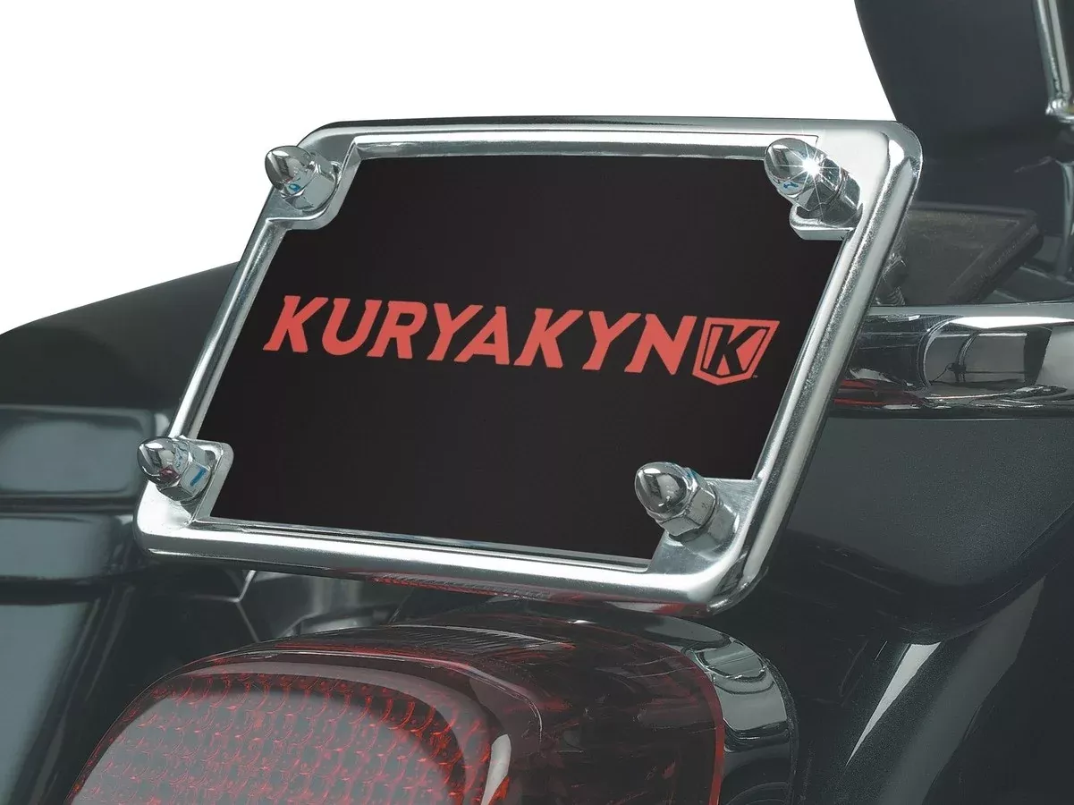 Kuryakyn 9166 Chrome License Frame w/ Back Plate Set 4 x 7 Harley & Metric