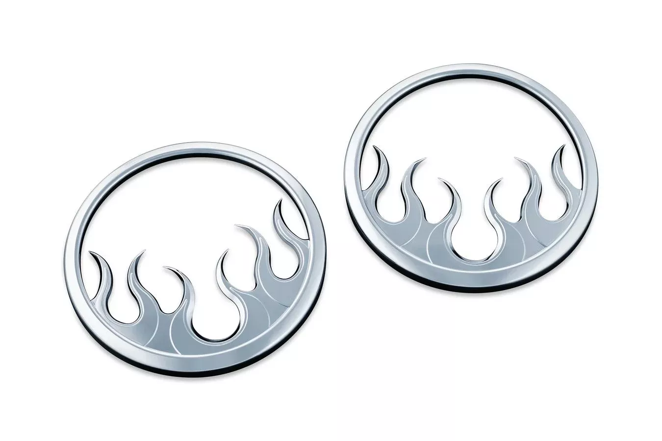 Kuryakyn Chrome Flame Front Fairing Speaker Grills for Harley FLH/T 14-17