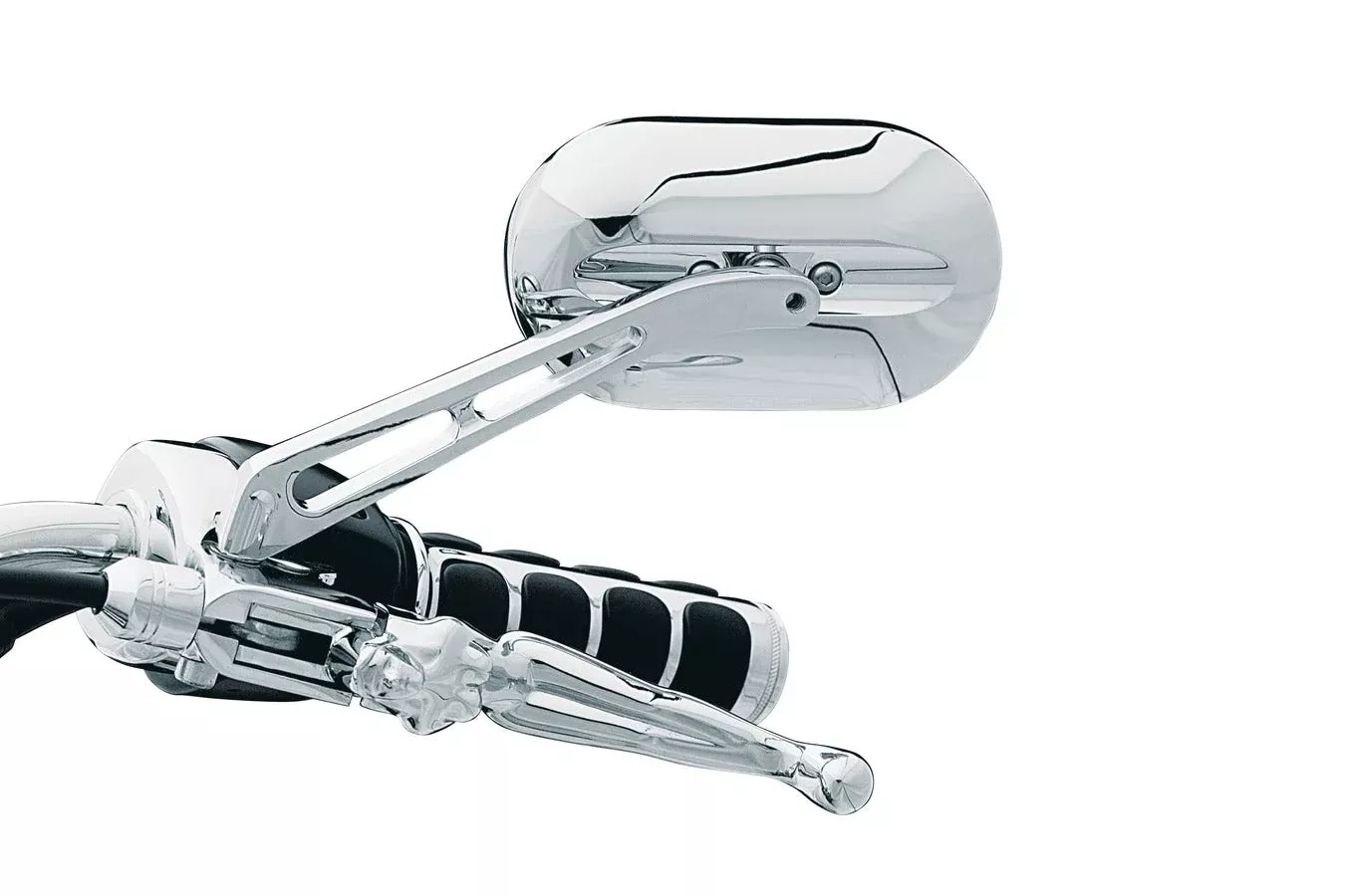 Kuryakyn Chrome Long Stem Magnum Plus with Large Head Mirror Flat Glass
