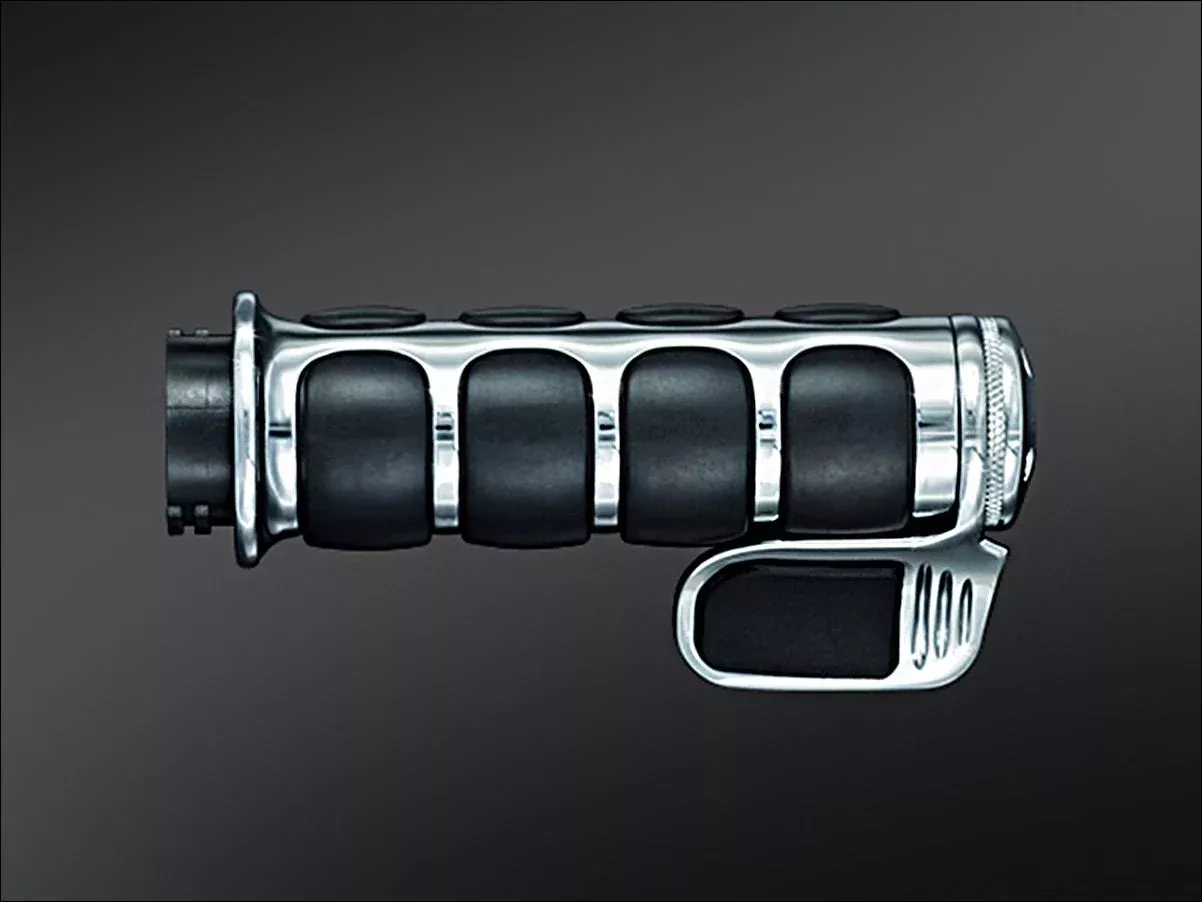 Kuryakyn Chrome Premium ISO-Grips with Throttle Boss Harley Cable Throttle