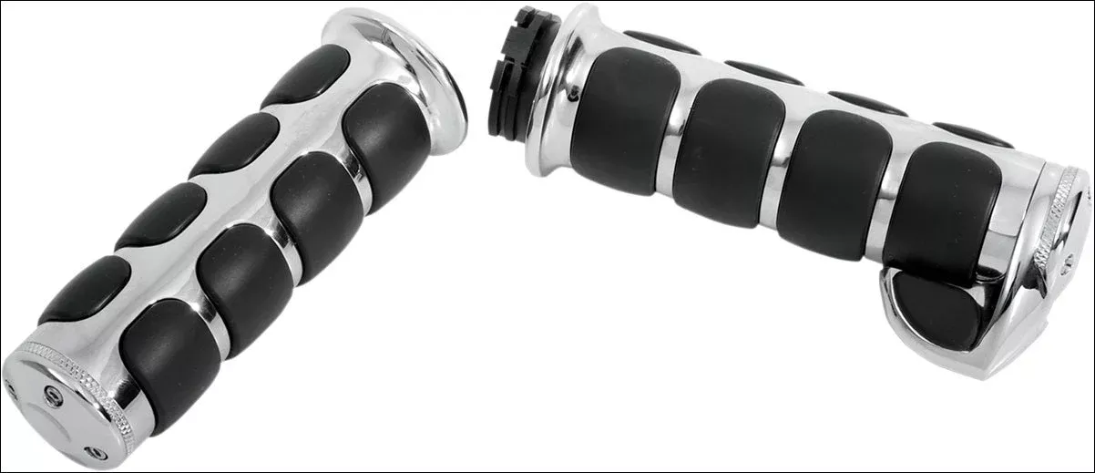 Kuryakyn Chrome Premium ISO-Grips with Throttle Boss Harley Electronic Throttle