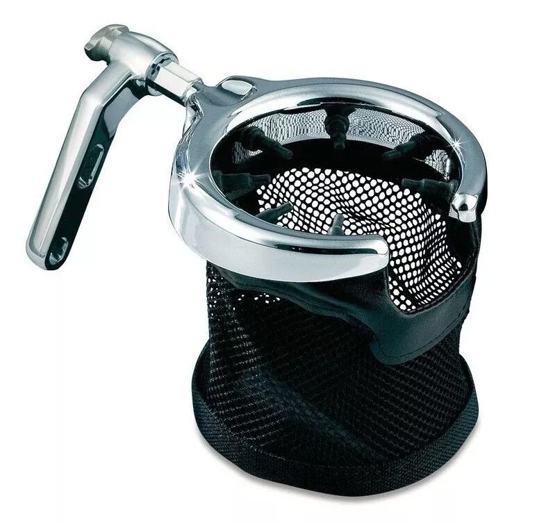 Kuryakyn Chrome Universal Perch Drink Holder with Basket Harley or Metric