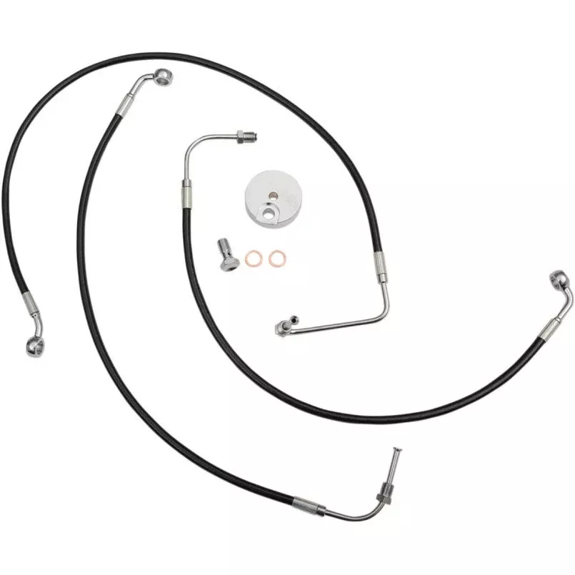 La Choppers Black Vinyl Front Brake Line 4 Harley 09-13 FL Non Abs 18-20 Bars
