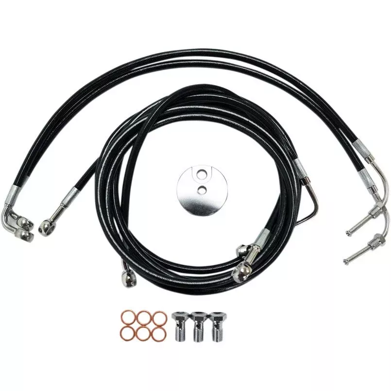 La Choppers Black Vinyl Front Brake Line for Harley 09-13 FLH ABS 15-17 Bars